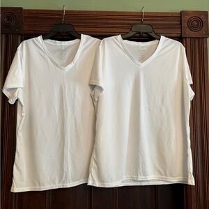 2 White Augusta Sportswear #1790 Ladies moisture wicking V-neck t shirts 2XL